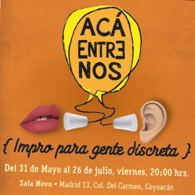 AcaEntreNosShow's profile picture. Espectáculo de improvisación teatral donde los secretos de los espectadores son los que detonan las indiscretas historias.