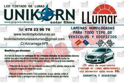 tintado de lunas totalmente homologados, sin desmontar nada,         laminas     Americanas         Llumar        ,garantia           de        por          vid