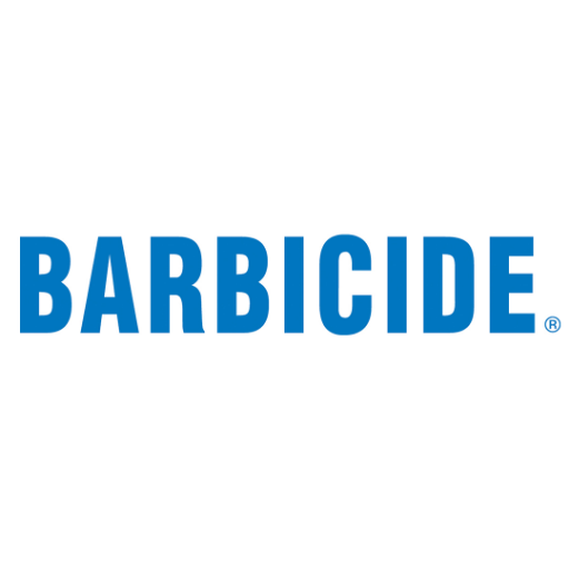 BARBICIDE is the recognized symbol of a safe service in salons & barbershops | Disinfect with every client, every time | Instagram @barbicideblue