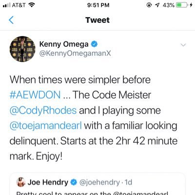 Kenny Omega blocked me for asking about his working with known sexual abuser Matt Conn