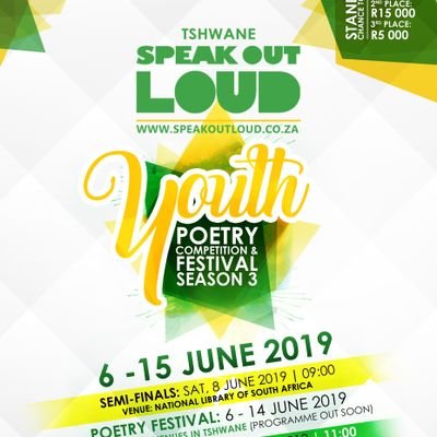 Tshwane Speak Out Loud is a youth poetry competition that encourages youth to speak out on social issues affecting their communities using spoken word poetry.