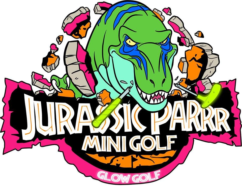 18-hole glow in the dark mini-golf course set in the Jurassic period.