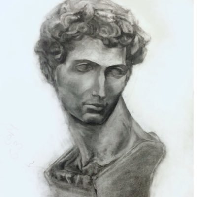 聖ジョルジョ胸像 木炭デッサン6時間 #デッサン #木炭デッサン