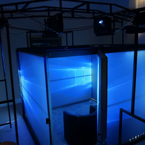 The Blue Room is a Patented Immersive Reality Technology which requires no extra equipment, such as goggles or headsets.