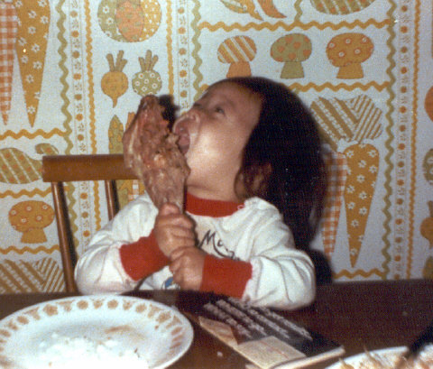 check it out, this leg of lamb is bigger than my face