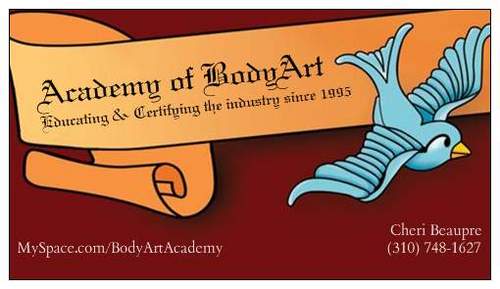 Accredited by the State of California to give BLOODBORNE PATHOGEN CERTIFICATION to tattoo artists, piercers & permanent makeup artists