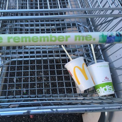 Fast food detritus in a small town.