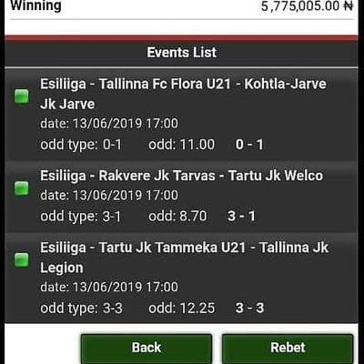 we offer fixed games via pay after win.....d.m me if you are interested 100%sure and legit games