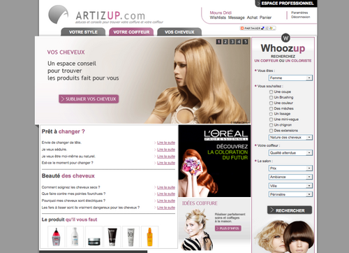 Le premier site de mise en relation des coiffeurs et des clients. Désormais on ne cherchera plus un salon de coiffure, mais UN COIFFEUR sur Artizup.fr