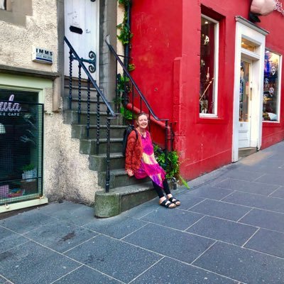 my pic is of me on Cockburn street in Edinburgh. old hippy, Kate bush worshiper, owned by lily the dog and cleo the cat.  mother to one awesome son Jon.