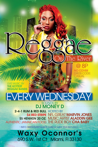 ReggaeOnDaRiver's profile picture. Reggae on the River Ladies Night @ Waxy's, W/ Free Champagne & Live Reggae from Miami's best bands!
THE FUN STARTS @ 7.00PM