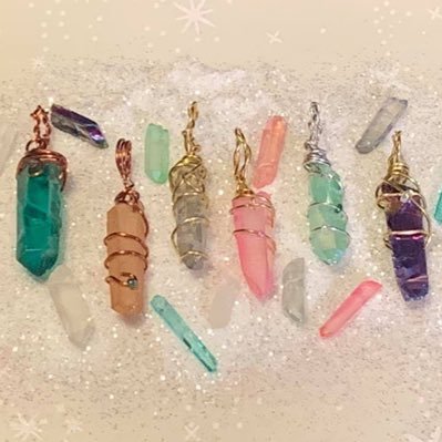 We make handmade wire wrapped crystal and Agate pendants for necklaces. We also make earrings, bracelets, anklets and bookmarks.