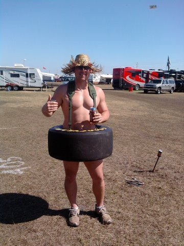 Talladega Tireman - My favorite outfit is a tire and straw hat.