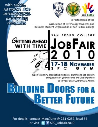 SPC_Jobfair2010's profile picture. This November 17 to 18, 2010 SPC Philomene Labrecque Hall and SPC Gym be in your best CORPORATE ATTIRE, bring copies of your resume and 2x2 picture.
