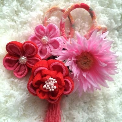 つまみ細工 K S Popo 椿 牡丹 ダリアと贅沢な髪飾りセットです W つまみ細工 椿 牡丹 ダリア 日本つまみ細工コンテスト