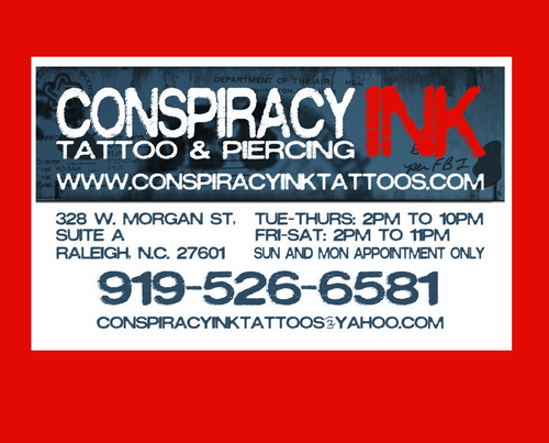 ConspiracyInk's profile picture. Full service tattoo and piercing studio located above The Flying Saucer...