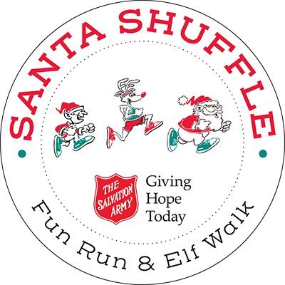 The Santa Shuffle is a 5K Fun-Run and 1K Elf Walk held in 36 cities across Canada to raise funds for local @SalvationArmy initiatives. #SantaShuffle