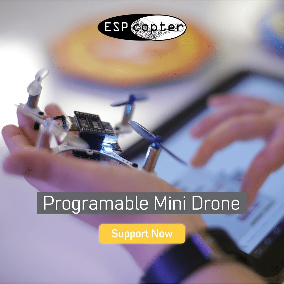 Open Source & Programmable Mini-Drone ESPcopter was successfully Funded at Crowdfunding. You can still pre-order at our store web site.