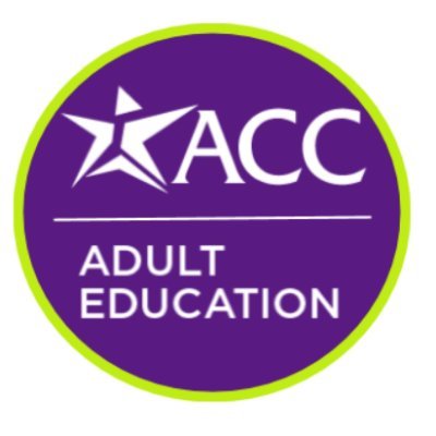 ACC's Adult Education Division provides free classes in 4 areas: English language learning, high school equivalency, preparing for college, and career pathways.