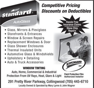 CollingwoodSAG's profile picture. Offers auto glass replacement and repairs, including stone chip repairs to windshields, automotive tint, hitches, auto detailing, and car and truck accessories