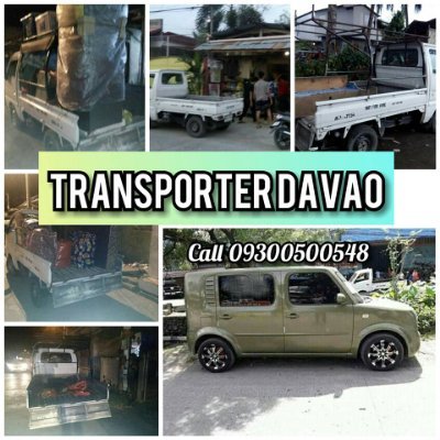 TRANSPORTER DAVAO

Multicab For Rent
•LIPAT BAHAY
•OFFICE TRANSFER
•PICK UP DELIVERY
•GENERAL CARGO DELIVERY
•DOOR TO DOOR or Etc.

WE Buy and Deliver to your h