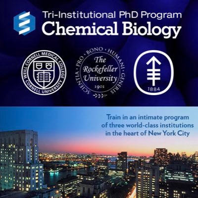 TPCB is a leading graduate program in chemical biology, offered jointly by institutions in New York City: @MSKCancerCenter, @RockefellerUniv & @WeillCornell