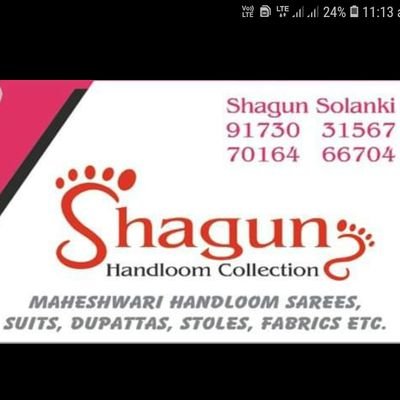 To get latest update of maheshwari handloom sarees suits and dupatta etc. Like and follow us. 

Shagun Handloom Collection
I am weaver and Manufacturer of it.