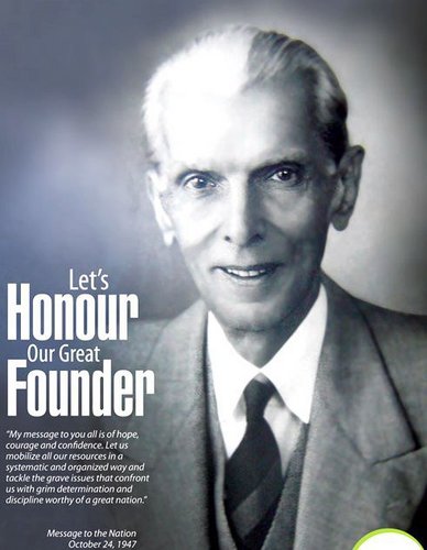 Quaid e Azam Muhammad Ali Jinnah, First Governor General, Founder of Pakistan.