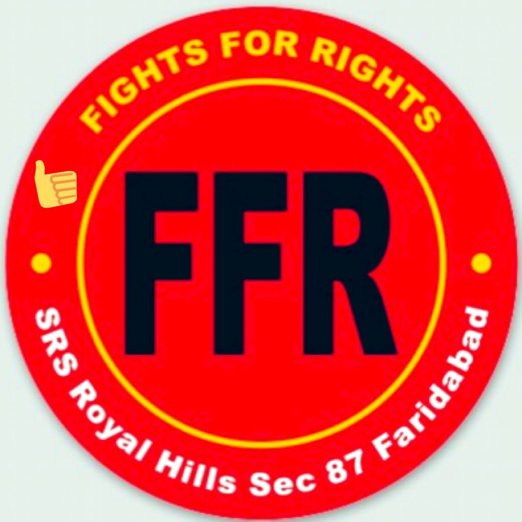 FFR -Fights For Rights ®
5000 aggrieved homebuyers seeking justice  for their homes !!! 
SRS Royal Hills Sector 87 Faridabad e-mail : srsfightforright@gmail.com