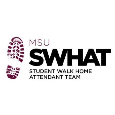 SWHAT is an MSU service that accompanies users anywhere within a 30 minute radius of campus. Open 7PM-1AM daily. Call us at 905-525-9140 x 27500.