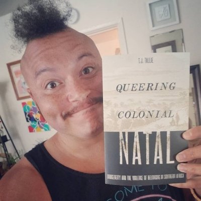 Associate Professor, African History. 
Black. Queer.
Settler colonialism/queer theory/indigeneity. 
He/They.
Author of Queering Colonial Natal.
Jeopardy champ.