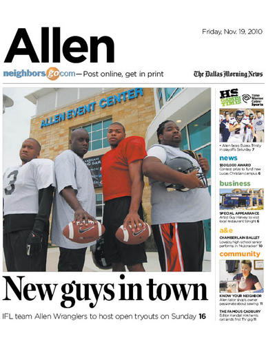 The Allen Wranglers are a professional indoor football team based in Allen, Texas. Home games will be played at the Allen Event Center.