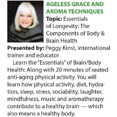 Anti-Aging Fitness for Body &  Brain: Intl Trainer/Presenter: Brain Plasticity, Movement, Mindfulness & Music plus Hand Massage Touch Therapy with Essential Oil