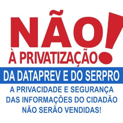 Juntos somos mais fortes!
Contra a privatização de Dataprev e Serpro.
Dado é o novo petróleo! Questão de soberania nacional!
https://t.co/e2pbMX2umw