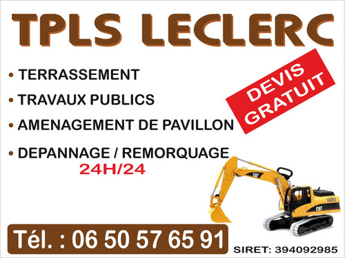 tpls lelcrec
UN PROFESSIONNEL A VOTRE SERVICE POUR TOUS VOS TRAVAUX DE TERRASSEMENT-ASSAINISSEMENT.allee parkink devis gratuit tel 0650576591