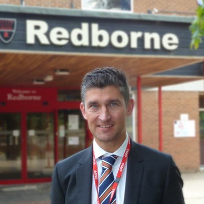 This is the official Twitter bio for the Headteacher of Redborne Upper School, Ampthill, Beds.