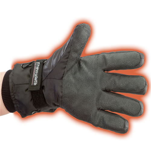 No More Cold Hands With Thinsulate Heated Gloves Perfect for anyone prone to cold hands and finger joints. One size with adjustable cuff straps and grip palms