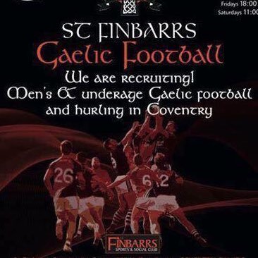 St Finbarrs GAA Hurling and Football club Coventry . We are always on the look out for new players of any age standard or experience to join our club.