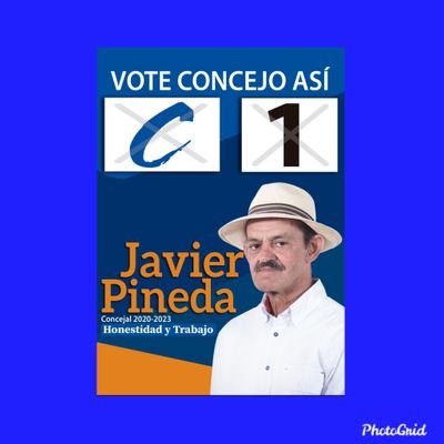 JavierPineda_C1's profile picture. Javier Pineda honestidad y trabajo, candidato al concejo de Marinilla por le partido conservador, C1 en el tarjetón.