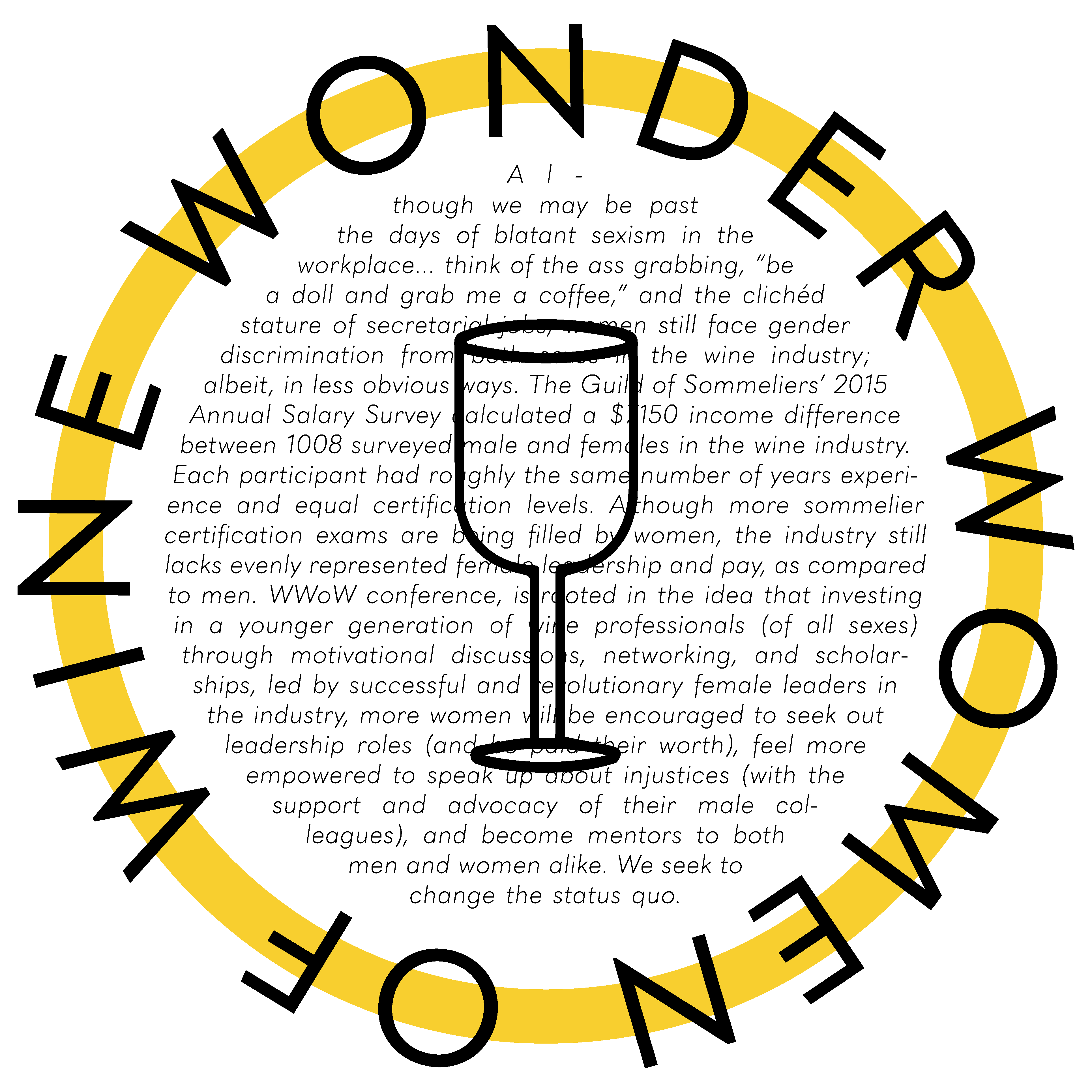 Wonder Women of Wine is a non-profit organization advocating gender equality in the wine industry.