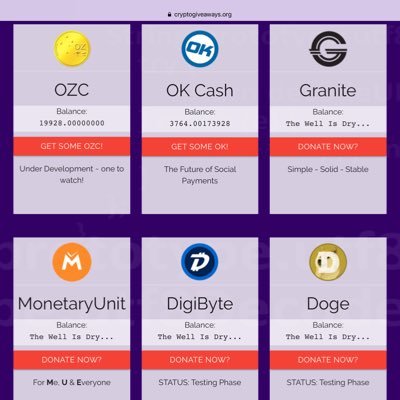 Cryptocurrency faucet offering Ozziecoin, GraniteCoin, OKCash, MonetaryUnit, DigiByte and coming soon DOGE! #Giveaway Managed by @cryptobatesgrou