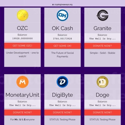 Cryptocurrency faucet offering Ozziecoin, GraniteCoin, OKCash, MonetaryUnit, DigiByte and coming soon DOGE! #Giveaway Managed by @cryptobatesgrou