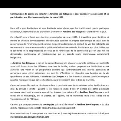 AsnieresEco's profile picture. Alternative locale plurielle et citoyenne