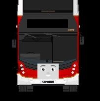 A grumpy AlexanderDennis Enviro400XLB coach working for Sodor Roadways' SodorConnect service.