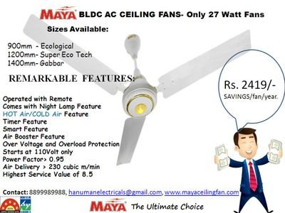 MAYA Bldc Ceiling Fans with Remote, Only 27 w power consumption