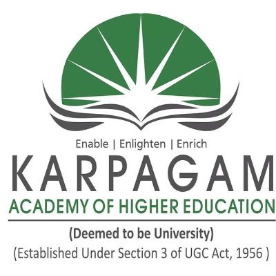 Karpagam Academy of Higher Education (KAHE) established under Section 3 of the UGC Act 1956 is approved by the Ministry of Human Resource and Development.