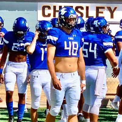 JUCO product DE #48 Cisco wranglers. Blue/Grey All-American DL Ht 6’5” Wt 225lbs