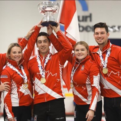 Colin Kurz, Meghan Walter, Brendan Bilawka, Sara Oliver. Representing Canada at the Mixed Worlds in Aberdeen, Scotland this October. 🇨🇦