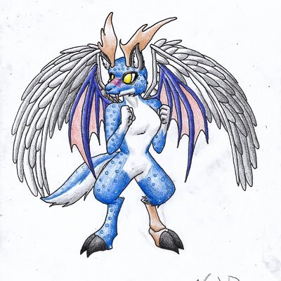 Profile picture drawn by an amazing friend of mine!! (Ears are grey, the angel wings are white) 💙 | Any pronouns, I’m not bothered