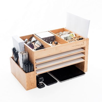 The Space Cube is the compact storage solution designed to organise everyday essentials, office supplies & electronics  without taking up valuable workspace.